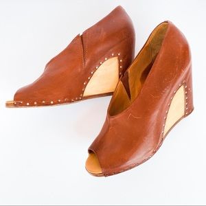 MAISON MARTIN MARGIELA Peep Toe Wedges Brown Size 9.5